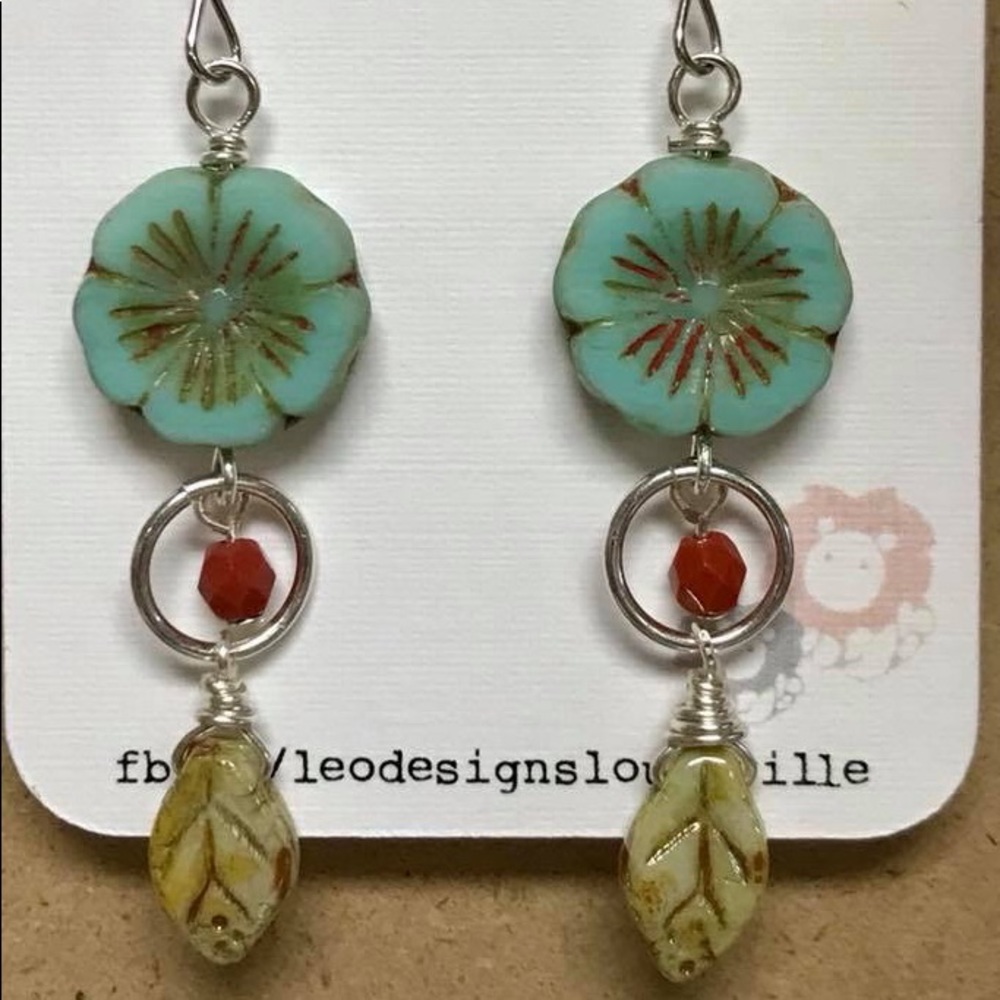 Handmade Czech Glass Flower Earrings